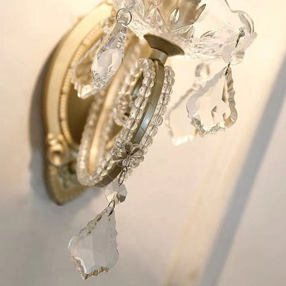 Floroux Vintage Crystal Wall Sconce | Candle Holder Design | 1-2 Flame | European Style