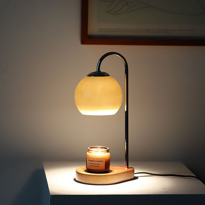 Floroux wooden table lamp with spherical light design | Wax effect | Dimmable | Perfect for the bedroom and decoration