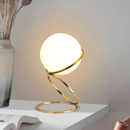 Floroux Lampe de table créative | Design en verre en forme de boule | Socle en spirale | Éclairage moderne pour la maison