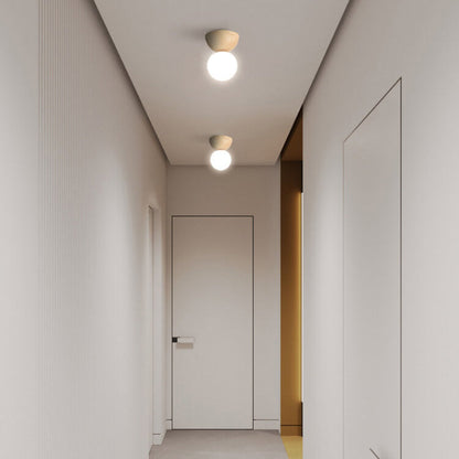 Floroux ZenGlow Minimalisme Japonais LED Luminaire de Plafond | Aspect Bois | Design en Verre | Forme Ronde | Montage Encastré | Éclairage Stylé