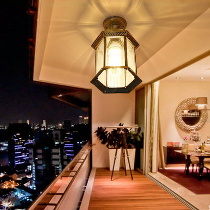 Floroux Outdoor Ceiling Light | Waterproof | Hexagonal Design | Semi-Recessed Mounting