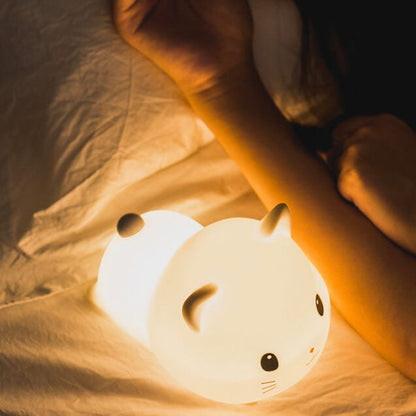 Floroux LED night lamp | Creative silicone cat-shaped lamp | USB charging & Timer | Children's room & Ambient lamp