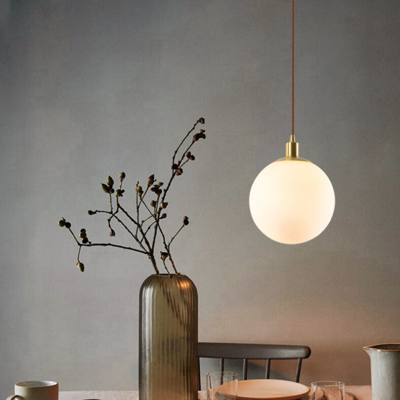 Floroux Lampe suspendue minimaliste | Boule blanche | Design scandinave | Éclairage moderne pour les espaces de vie