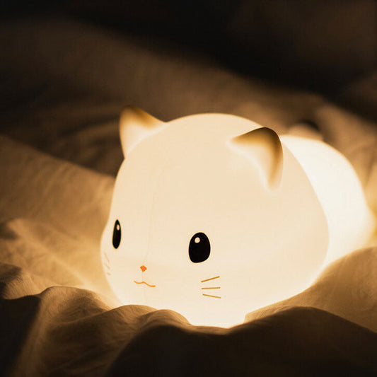 Floroux LED night lamp | Creative silicone cat-shaped lamp | USB charging & Timer | Children's room & Ambient lamp