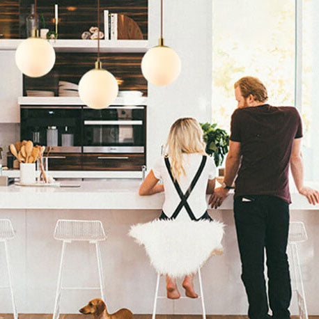 Floroux Lampe suspendue minimaliste | Boule blanche | Design scandinave | Éclairage moderne pour les espaces de vie