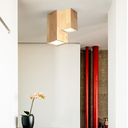 Floroux Design Nordic LED Plafonnier | Effet Bois | Monté Encastré | Blanc Chaud ou Blanc Froid | Éclairage Élégant pour la Maison