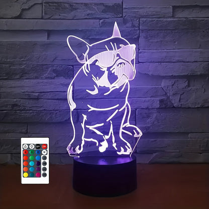 DecoBulldog - Lampe Bulldog Français 3D avec Couleurs
