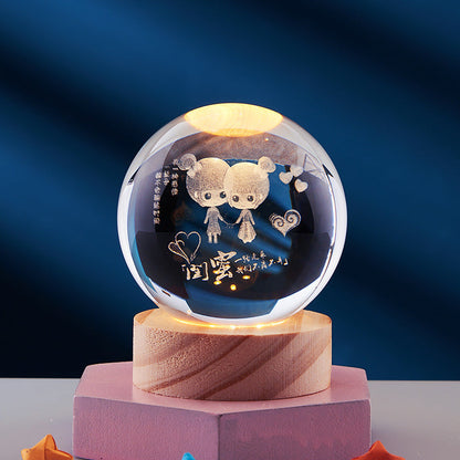 Floroux 3D Cristal Veilleuse | Élégante Lumière d'Ambiance | Décoration Magique