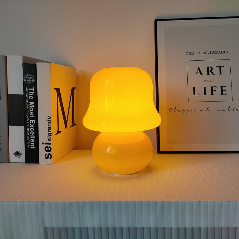 Floroux Lampe de Table en Verre | Design Français | Fait Main | Forme de Champignon | Décoration & Éclairage