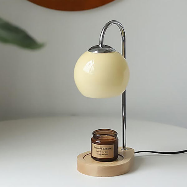 Floroux wooden table lamp with spherical light design | Wax effect | Dimmable | Perfect for the bedroom and decoration