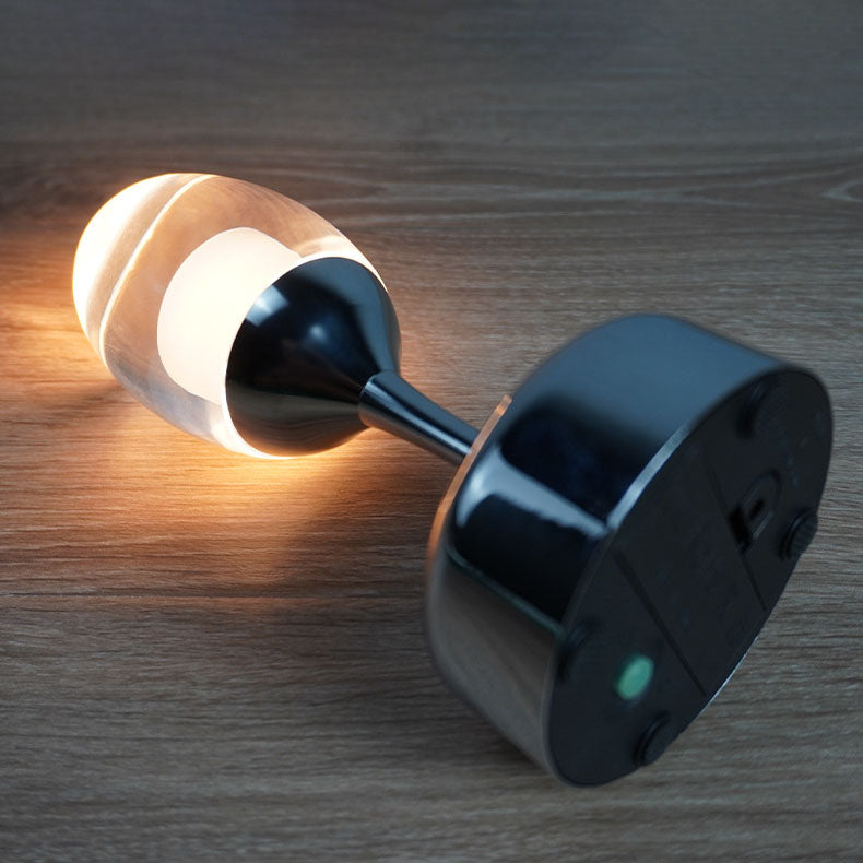 Lampe de nuit LED USB en verre à vin Chrome