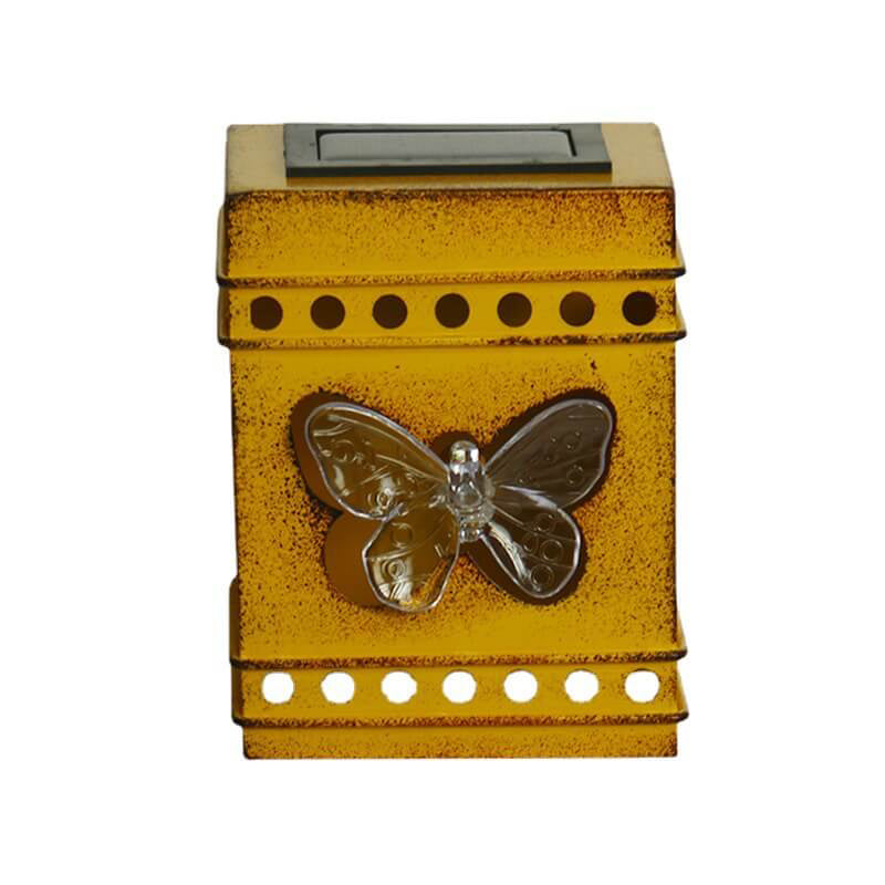 Floroux Rétro Lampe Murale Solaire | Design en Boîte Carré | Fer Vieilli | Éclairage Extérieur LED
