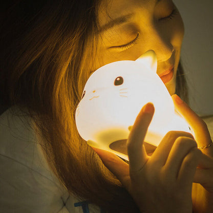 Floroux LED night lamp | Creative silicone cat-shaped lamp | USB charging & Timer | Children's room & Ambient lamp