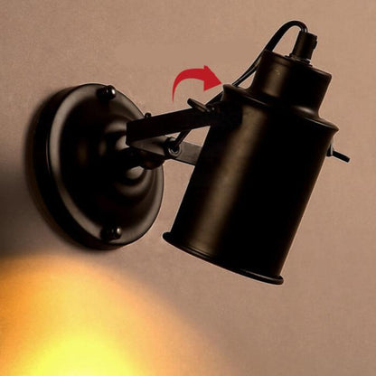 Applique murale réglable avec abat-jour en fer forgé et bras cylindrique