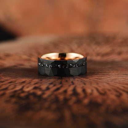 Ares - Bague en carbure de tungstène tourmaline noire de 8 mm