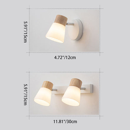 Floroux Applique Murale en Bois Fer Verre Minimaliste | 1/2 Lumières | Design Moderne