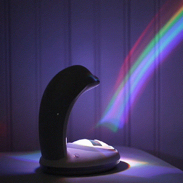 Lumière nocturne LED USB de dauphin à projection arc-en-ciel