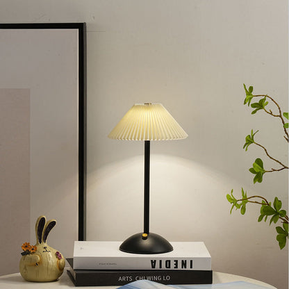Floroux Skandi LED Table Lamp | Rechargeable | Pleated Fabric Shade | Wireless | Ambient Light | Nightstand Lamp