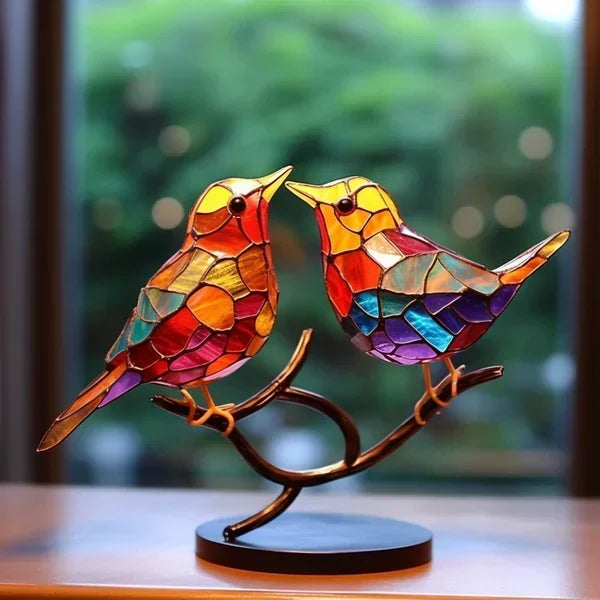 Floroux - AvianElegance Oiseaux en verre coloré pour une intérieur raffiné Jardin verre coloré