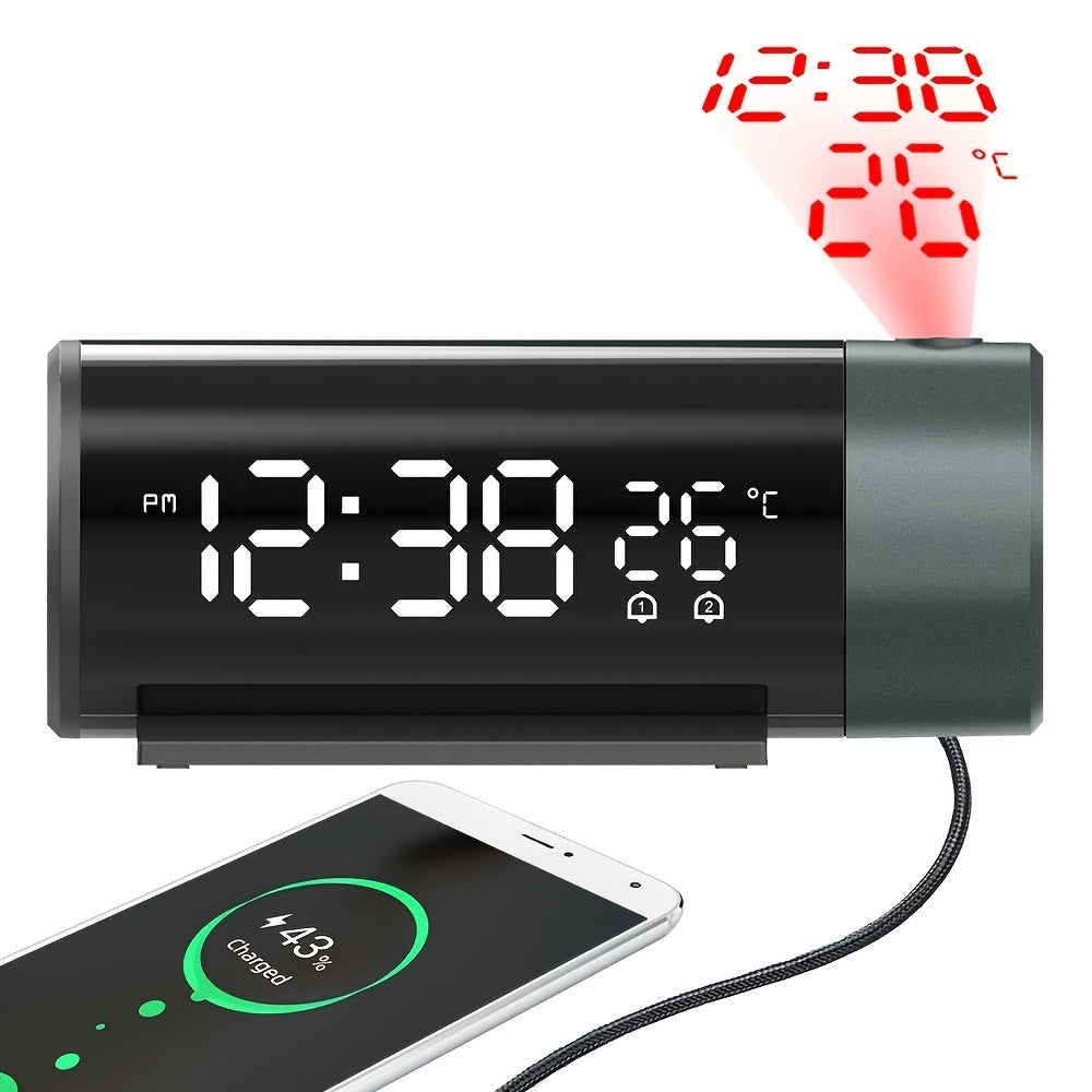 ProjectElite Horloge - Horloge de projection moderne noire résistante