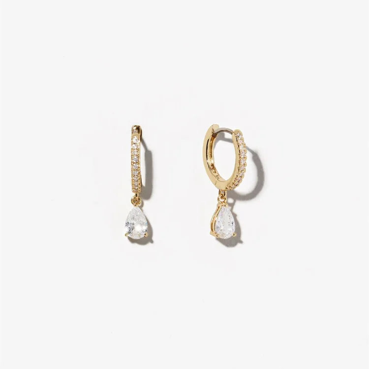 Boucles d'oreilles élégantes en vermeil 14K faite à la main avec des zirconia scintillants - Collection Valerie