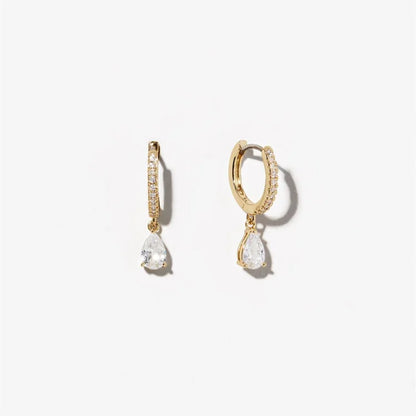 Boucles d'oreilles élégantes en vermeil 14K faite à la main avec des zirconia scintillants - Collection Valerie
