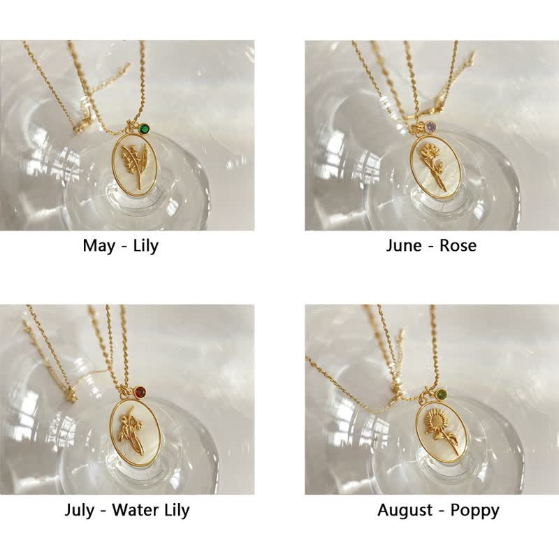 Aurora Pierre de Naissance et Fleurs de Naissance Collier – Un Bijou Personnel pour Mes Chers Gens