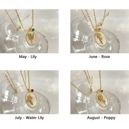 Aurora Pierre de Naissance et Fleurs de Naissance Collier – Un Bijou Personnel pour Mes Chers Gens