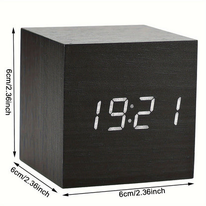 WoodTime Horloge – Réveil en Bois Élégant avec Affichage LED