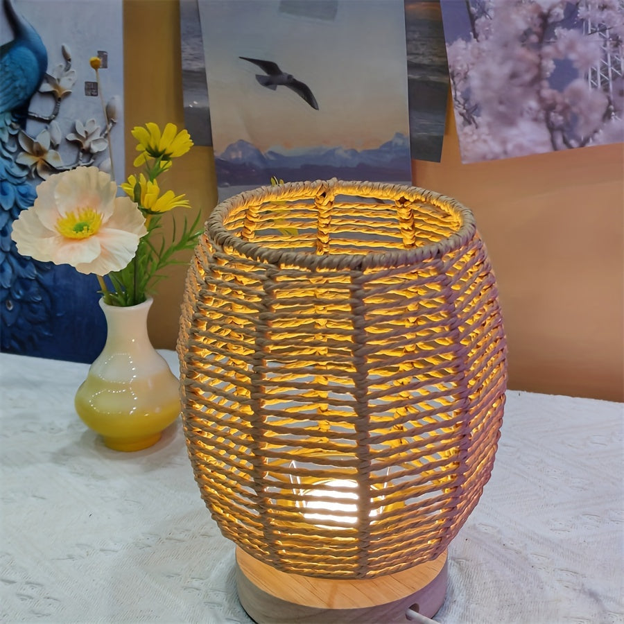 EcoLoom Lampe de Table – Bois Fait Main avec LED