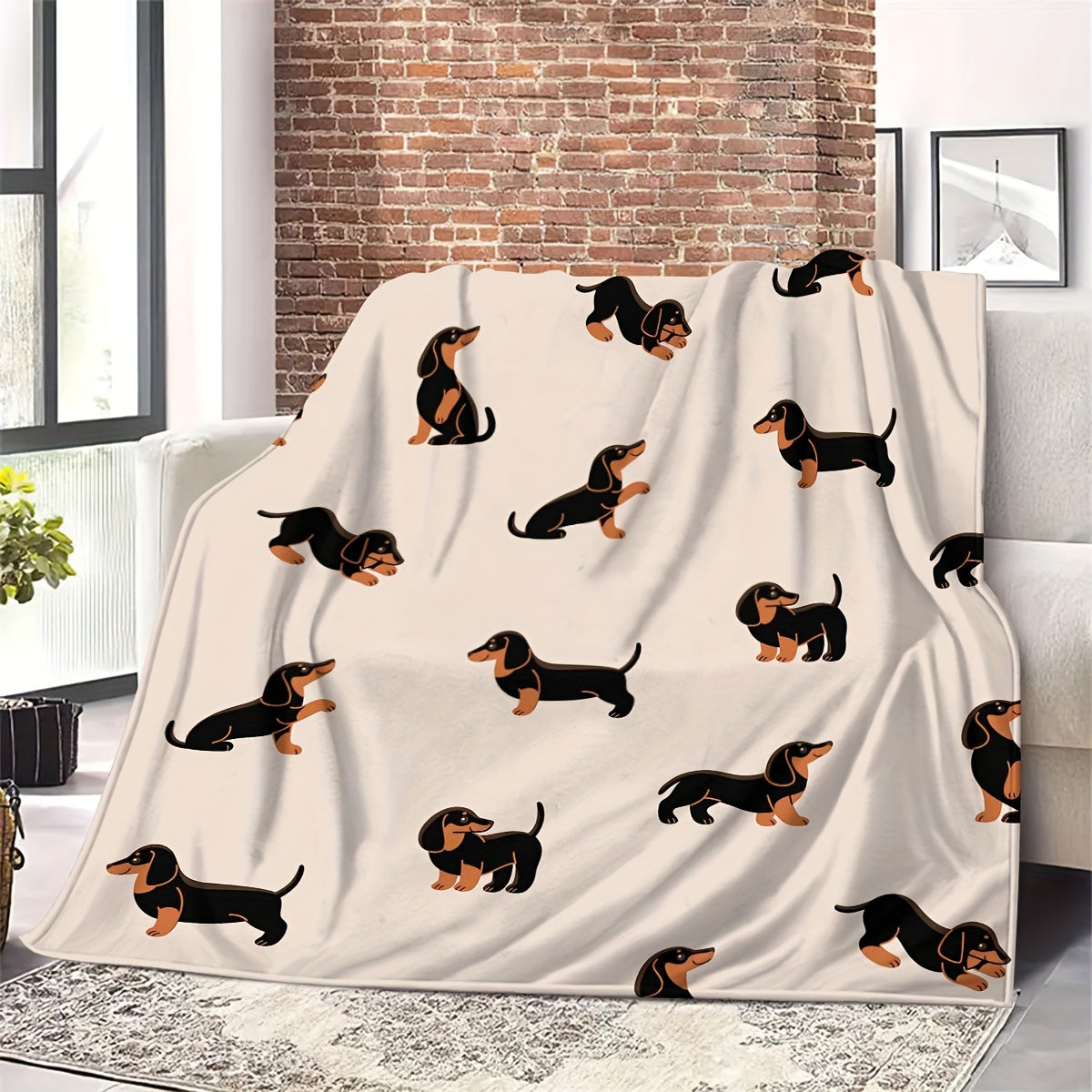 Dachshund Cozy - Couverture en flanelle douce pour animaux de compagnie