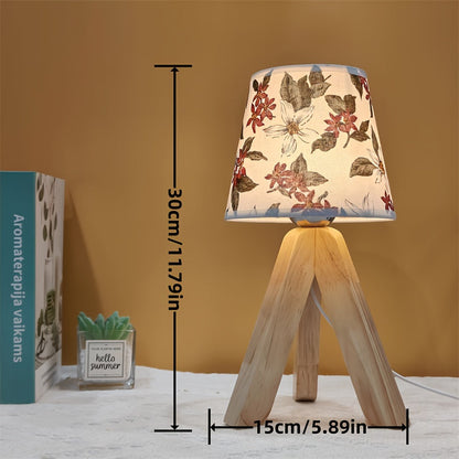 FloralGlow Lampe - Élégante lampe de table LED avec bois