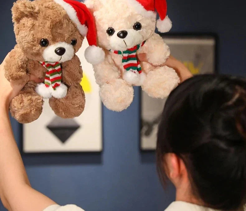 Floroux Bear - Mignon ours en peluche avec chapeau de Noël festif et écharpe