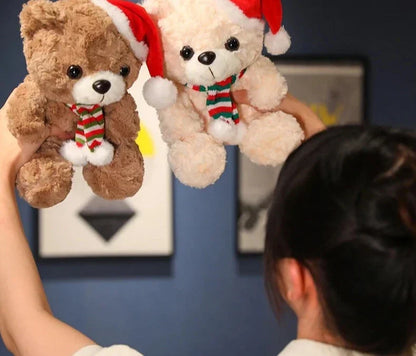 Floroux Bear - Mignon ours en peluche avec chapeau de Noël festif et écharpe