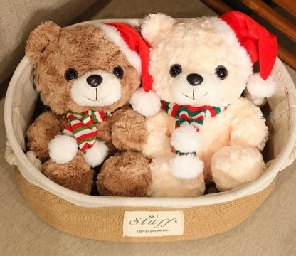 Floroux Bear - Ourson en peluche mignon avec un chapeau de Noël festif et une écharpe
