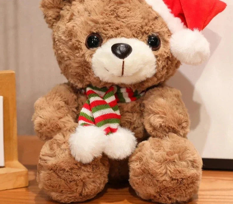 Floroux Bear - Mignon ours en peluche avec chapeau de Noël festif et écharpe