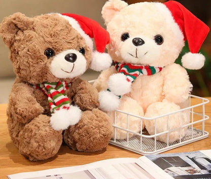 Floroux Bear - Ourson en peluche mignon avec un chapeau de Noël festif et une écharpe