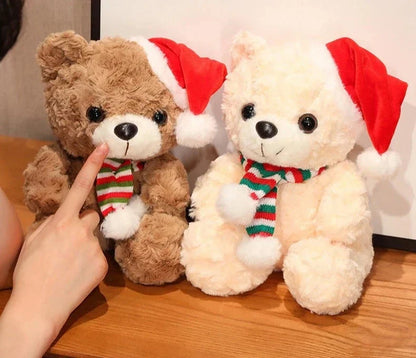 Floroux Bear - Ourson en peluche mignon avec un chapeau de Noël festif et une écharpe