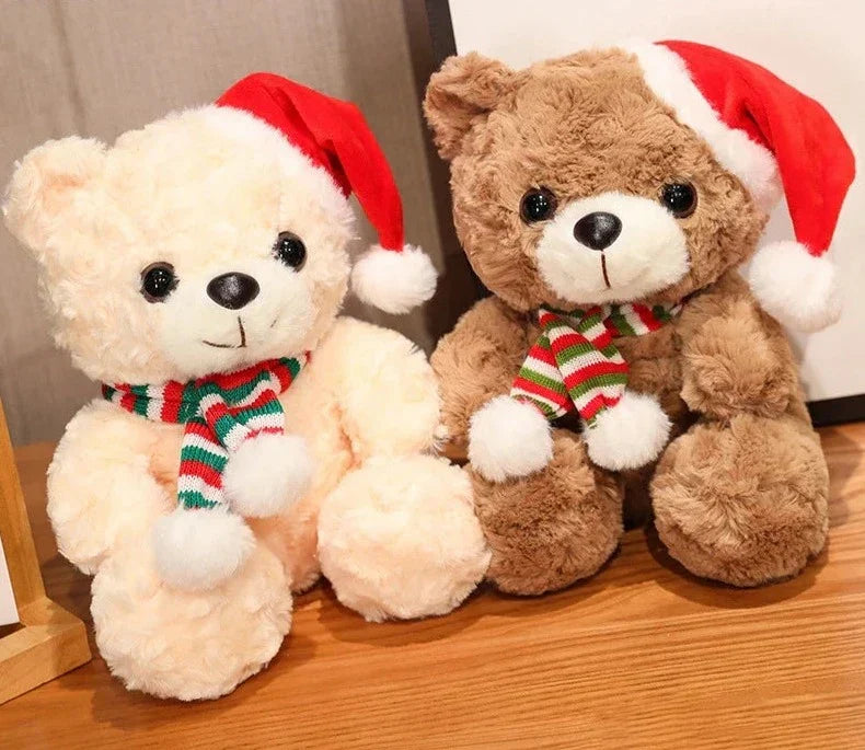Floroux Bear - Ourson en peluche mignon avec un chapeau de Noël festif et une écharpe