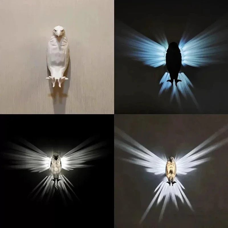 Floroux Lumière d'ambiance LED animalière majestueuse | Figurine d'aigle et de hibou | Lumière décorative pour la maison