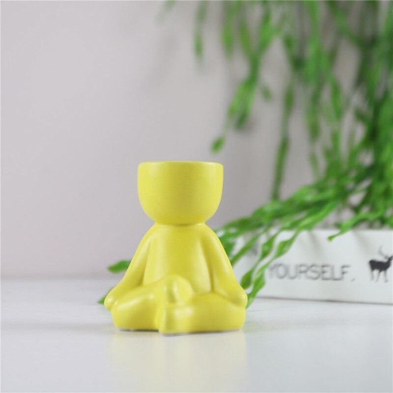 Floroux céramique pot à succulentes | Décor figurine ludique | Pot de fleurs fait main pour la maison