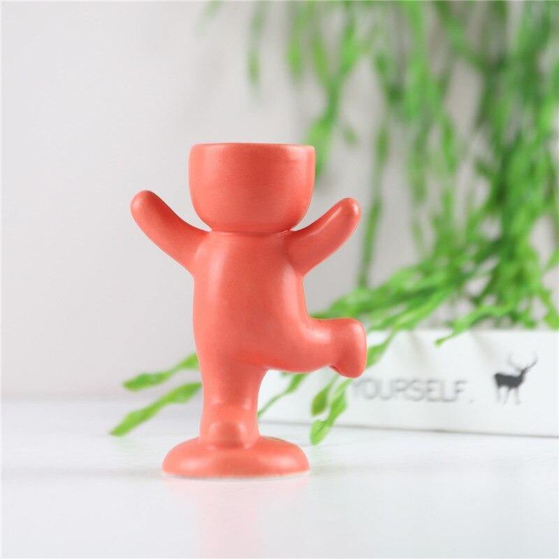 Floroux céramique pot à succulentes | Décor figurine ludique | Pot de fleurs fait main pour la maison