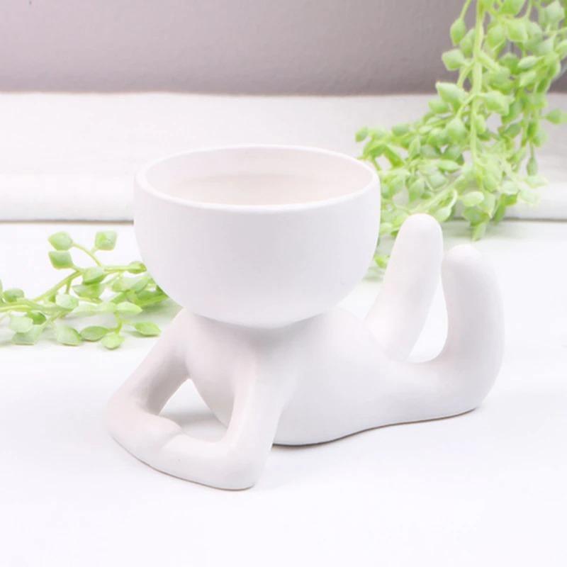 Floroux céramique pot à succulentes | Décor figurine ludique | Pot de fleurs fait main pour la maison