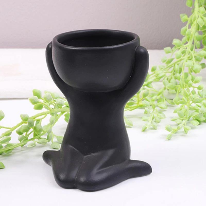 Floroux céramique pot à succulentes | Décor figurine ludique | Pot de fleurs fait main pour la maison