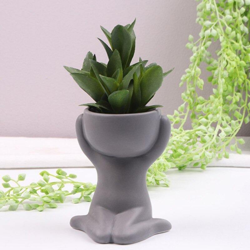Floroux céramique pot à succulentes | Décor figurine ludique | Pot de fleurs fait main pour la maison