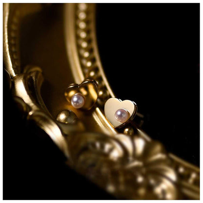 Amelie Heart Studs - Boucles d'oreilles élégantes avec perle