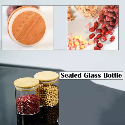 Set de bocaux en verre de 12 pièces avec couvercle en bambou