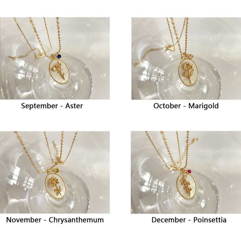 Aurora Pierre de Naissance et Fleurs de Naissance Collier – Un Bijou Personnel pour Mes Chers Gens