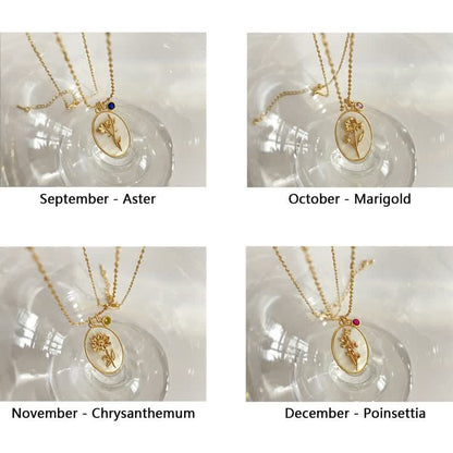 Aurora Pierre de Naissance et Fleurs de Naissance Collier – Un Bijou Personnel pour Mes Chers Gens