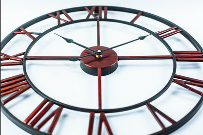 Grande horloge murale rétro en fer - Élégance intemporelle